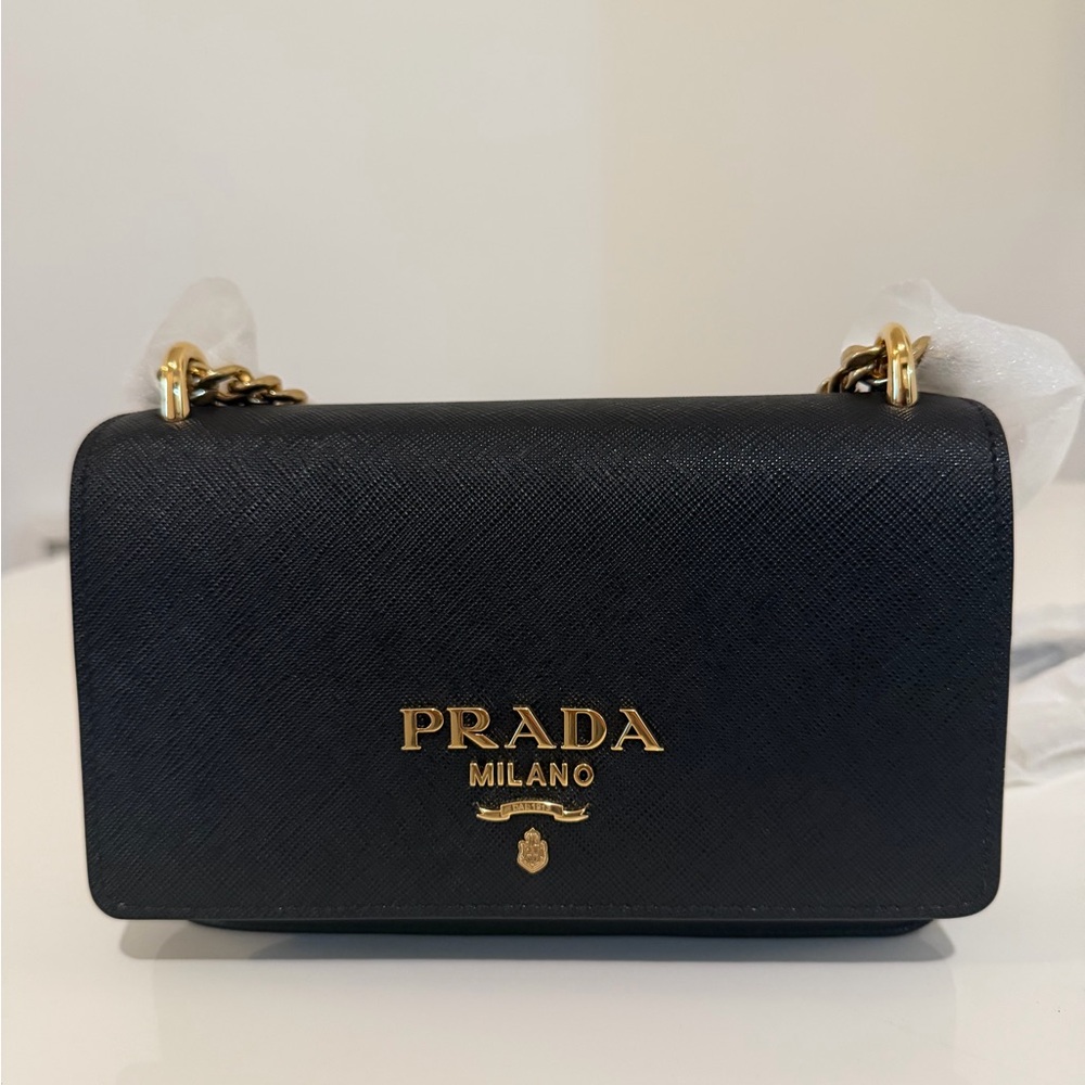 Prada Black Crossbody Bag with Gold Accents